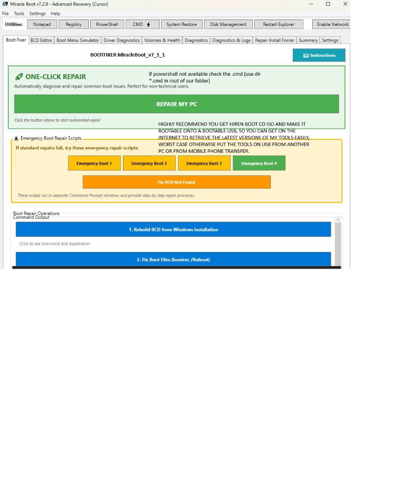 Miracle Boot Main Interface